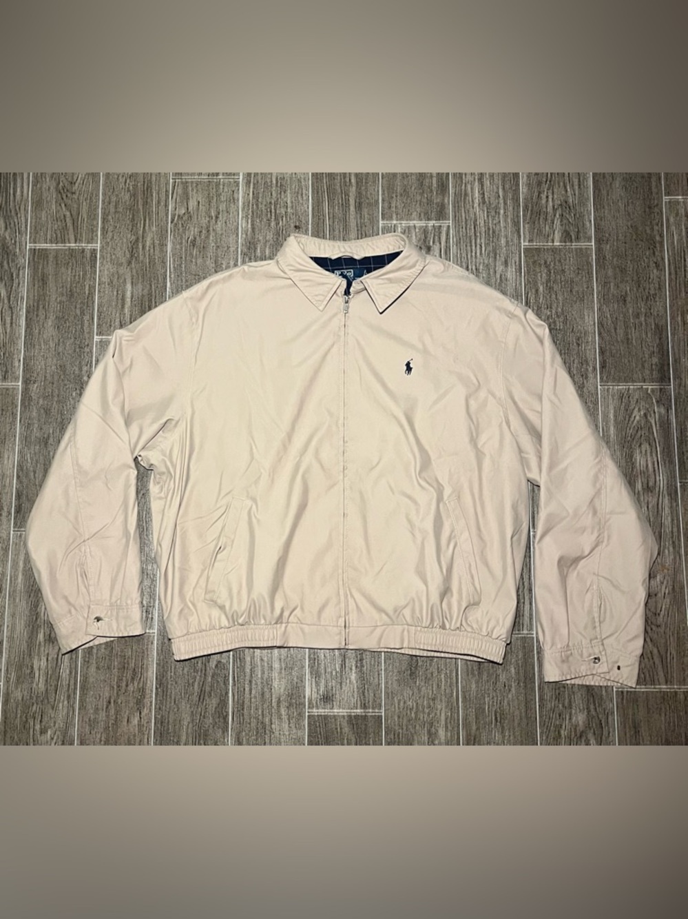 VTG Polo Ralph Lauren Harrington Jacket Mens Size XXL Beige Plaid Lined